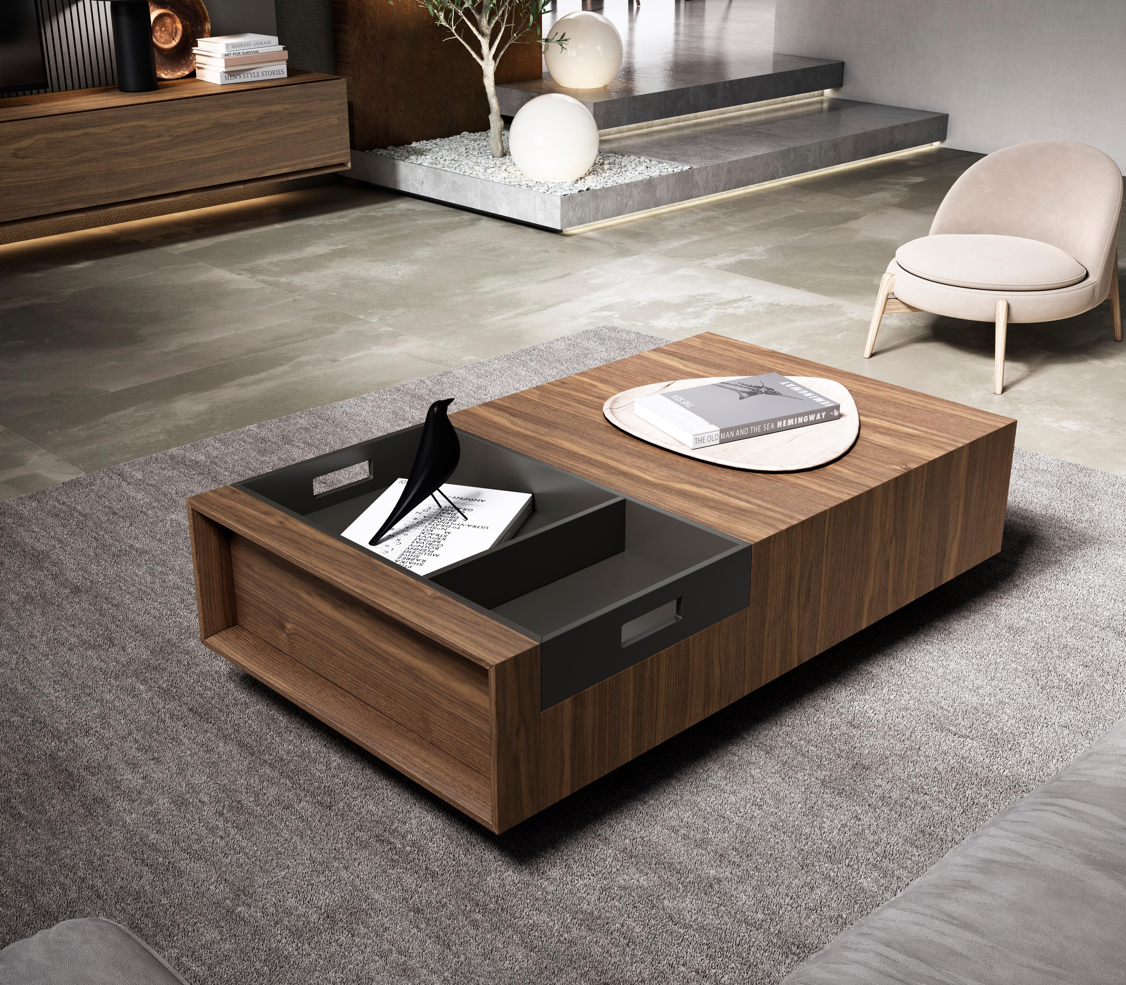 Suffa Coffee Table with Hidden Storage and Modern Chair