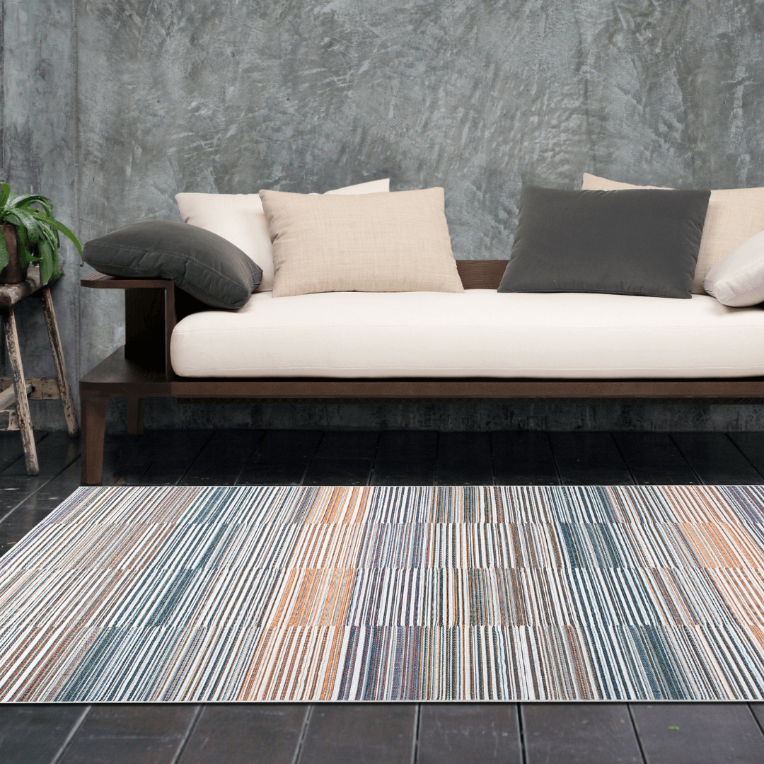 Suffa Golden Textured Luxury Rug in Modern Living Room