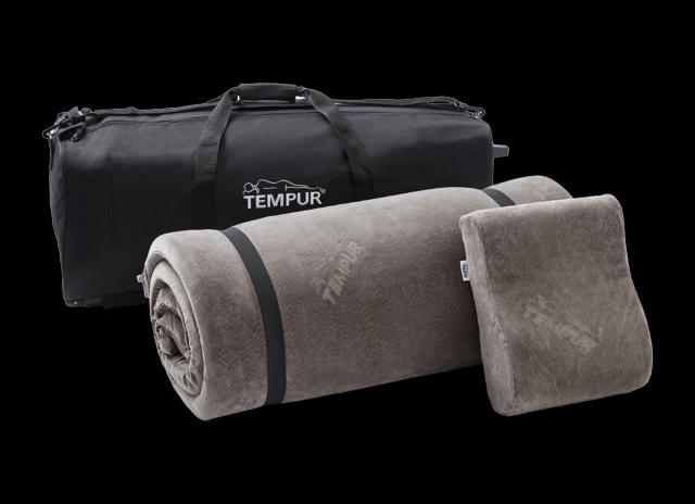 Tempur Travel Set Travel Pillow Travel Mattress Cover With Traveling Case Charcoal Grey Colour