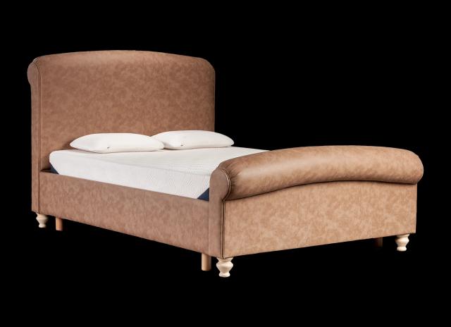 Vencasa Salzburg Upholstered Bed Base Colour Leather Brown